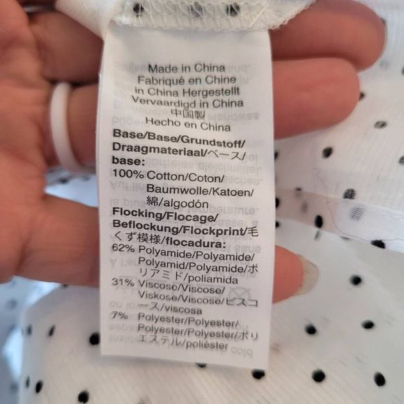 Madewell Women's White & Mini Black Polka-dot Cotton Ruffle & Long Sleeve Top - Picture 10 of 11